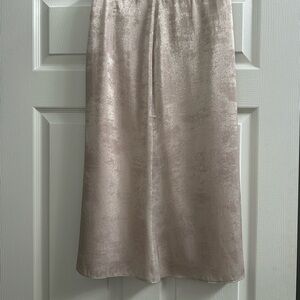 Satin Midi Skirt in Light Taupe